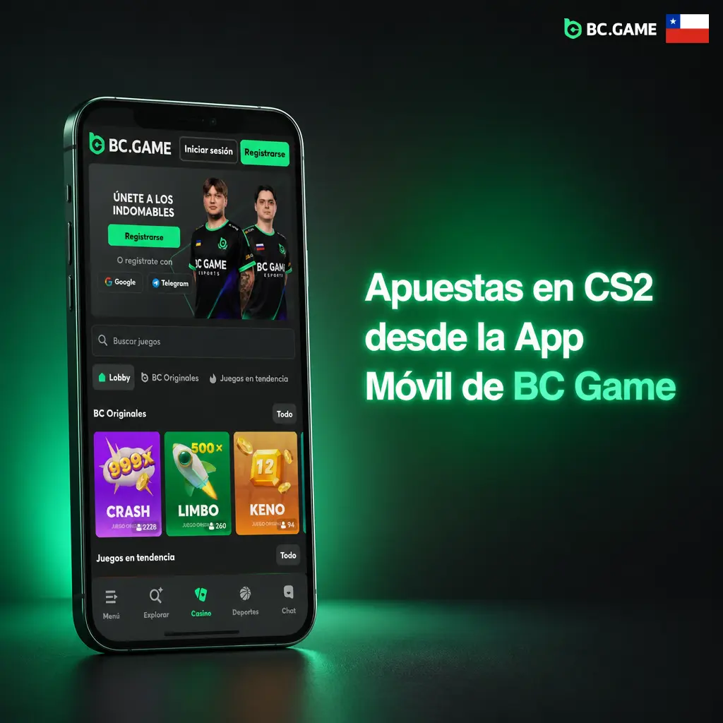 App móvil de BC Game para apostar en CS2 desde Chile