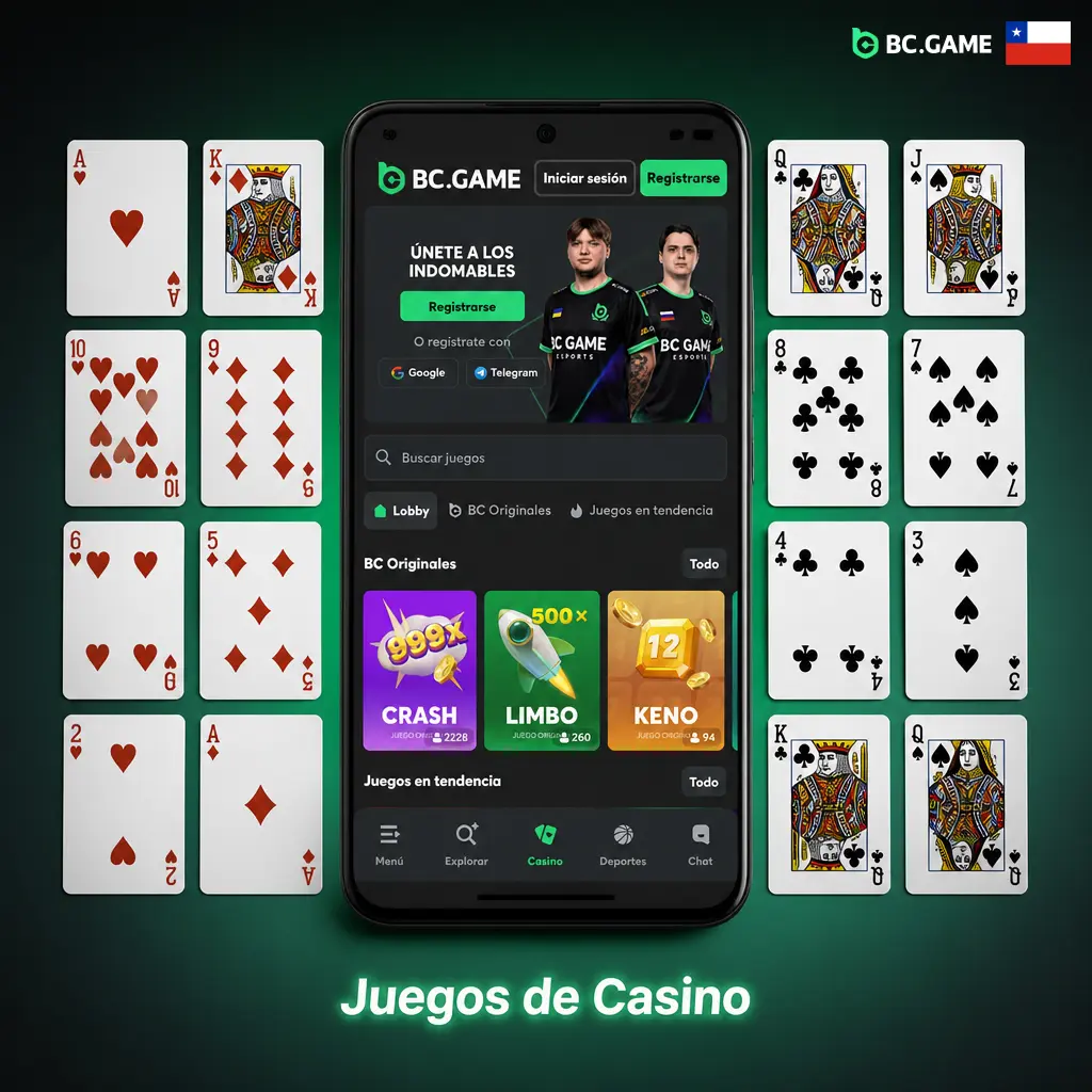 Juegos de casino en la app BC Game