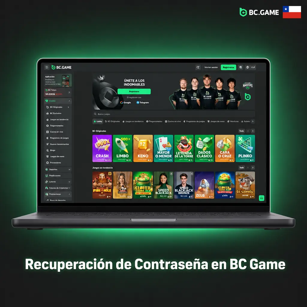 Proceso de recuperación de contraseña en BC Game