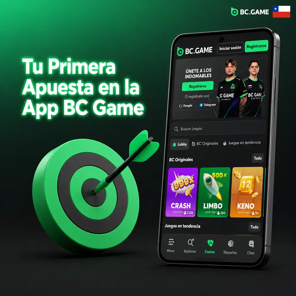 Primera apuesta en la app BC Game desde el móvil